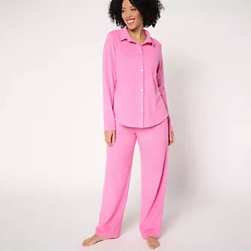 Cuddl Duds Pink Button-Up Pajama Set